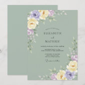バター ライラック ペイント 結婚式 招待状 (正面/裏面)