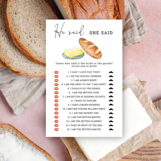 バター – 彼は彼女はブライダルシャワーゲームと言った