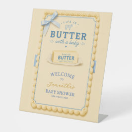バター 赤ちゃん シャワー Life is Butter ウェルカムサイン 台座サイン