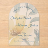 バタ淡い色のーイエローウォーター色のフローラ結婚ズ アクリル招待状 (正面)