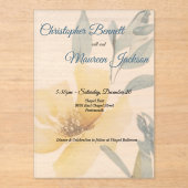 バタ淡い色のーイエローソフトブルーフローラ結婚ズ アクリル招待状 (正面)