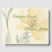 バタ淡い色のーイエローソフトブルーフローラ結婚ズ ゲストブック (正面)