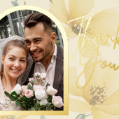 バタ淡い色のーイエローソフトブルーフローラ結婚ズ サンキューカード