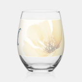 バタ淡い色のーイエローソフトブルーフローラ結婚ズ ステムなしワイングラス (裏面)