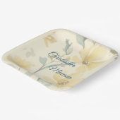 バタ淡い色のーイエローソフトブルーフローラ結婚ズ ペーパープレート (傾斜あり)