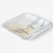 バタ淡い色のーイエローソフトブルーフローラ結婚ズ ペーパープレート (傾斜あり)