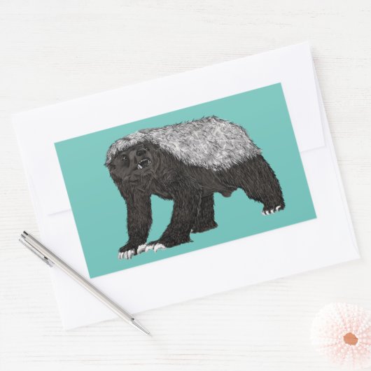 バダスハニーバッガー恐れを知らない扱いにく態度の動物 長方形シール (封筒)