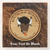 バダスバイソンファームロゴ ガラスコースター (正面)