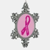 バダス/引き裂かれたリボン…乳癌 スノーフレークピューターオーナメント (左)