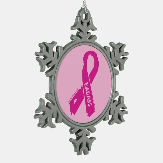 バダス/引き裂かれたリボン…乳癌 スノーフレークピューターオーナメント (左)