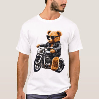 バダッス バイカー テディベア アート Tシャツ