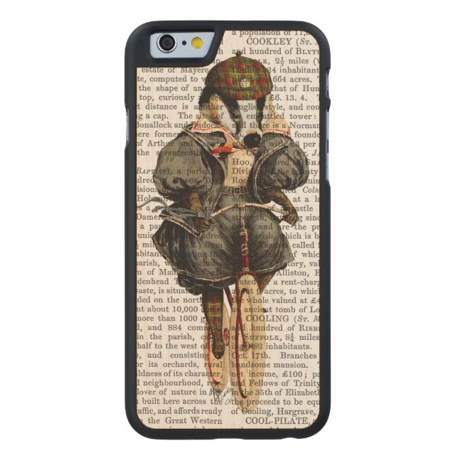 バダーオンヴィンテージ自転車 CarvedウッドiPhoneケース (裏面)