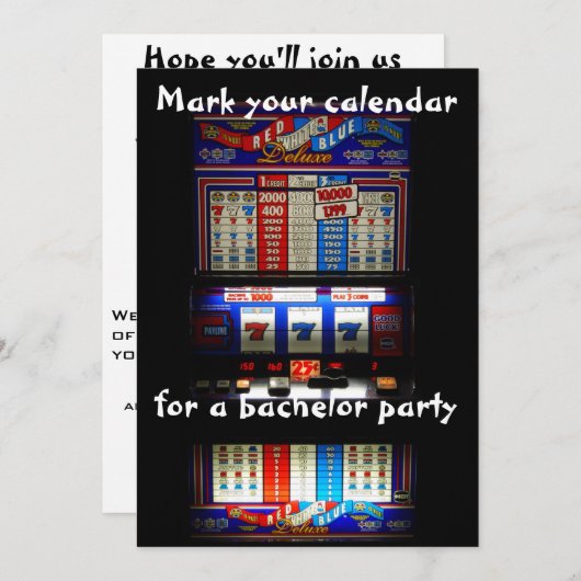バチェラーパーティーのスロットマシン 招待状 (正面/裏面)