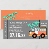 バチェラーパーティーバスパス オレンジ 招待状 (正面/裏面)