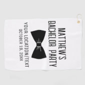 バチェラーパーティー ブラック ボウタイ ウェディング ゴルフタオル (横)