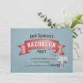 バチェラー/バチェレッテのパーティー 赤いリボン 青 招待状 (スタンド正面)