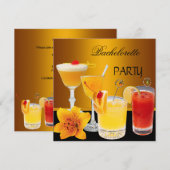 バチェラー・パーティーのカクテル飲み物 招待状 (正面/裏面)