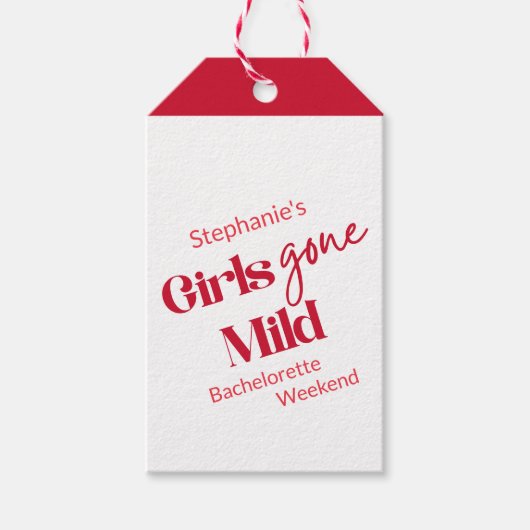 バチェラー・パーティーの海辺の週末を優雅に「Girls Gone Mild」 ギフトタグ (正面)