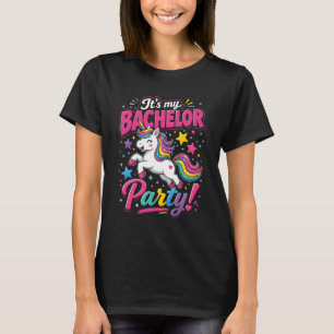 バチェラー・パーティーの虹のユニコーン花婿のお祝い Tシャツ