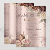 バチェラー・パーティー バラのワイングラスブーツ 招待状 (正面/裏面)