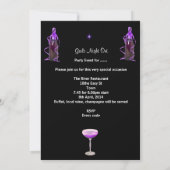 バチェラー・パーティー 紫 ピンク 黒 シャンパン 招待状 (裏面)