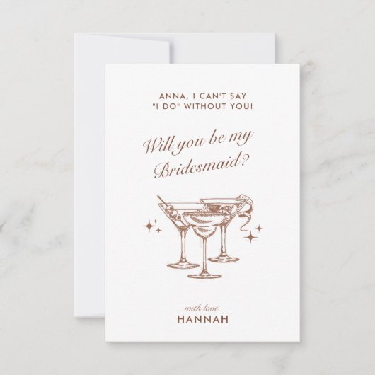 バチェレトロ ブラウン カクテル 花嫁の提案カード 招待状 (正面)