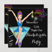 バチェロレッテおもしろいカクテルドリンクブルー 招待状 (正面/裏面)