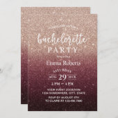 バチェロレッテのグラデーションなモダンなバーガンディのばら色の金ゴールド 招待状 (正面/裏面)