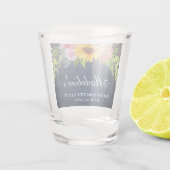 バチェロレッテのヒマワリの花の青い木 ショットグラス (裏面)