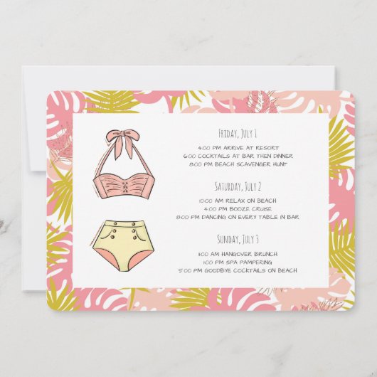 バチェロレッテのビーチの週末の逃走の招待状 招待状 (裏面)