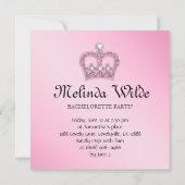 バチェロレッテのピンクのプリンセスの王冠のティアラ 招待状 (裏面)