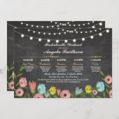 バチェロレッテのブライダルシャワーのピンクの花柄の旅程 プログラム (正面/裏面)