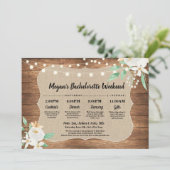 バチェロレッテのブライダルシャワーの旅程の木製の白 プログラム (スタンド正面)