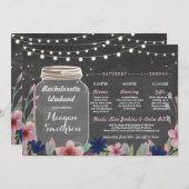 バチェロレッテのブライダルシャワーの旅程の瓶のチョーク 招待状 (正面/裏面)