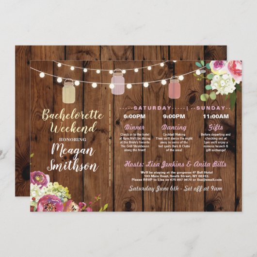 バチェロレッテのブライダルシャワーの旅程は木を震動させます プログラム (正面/裏面)