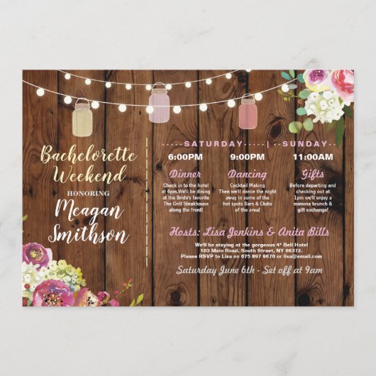 バチェロレッテのブライダルシャワーの旅程は木を震動させます プログラム (正面)