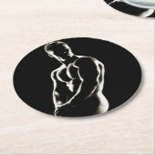 バチェロレッテのヴィンテージの上半身裸の大きな塊のパーティー ラウンドペーパーコースター (アングル)