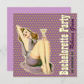 バチェロレッテの上のモダンなパターンレトロピン 招待状 (正面/裏面)