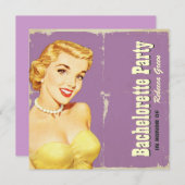 バチェロレッテの上のモダンなパターンレトロピン 招待状 (正面/裏面)