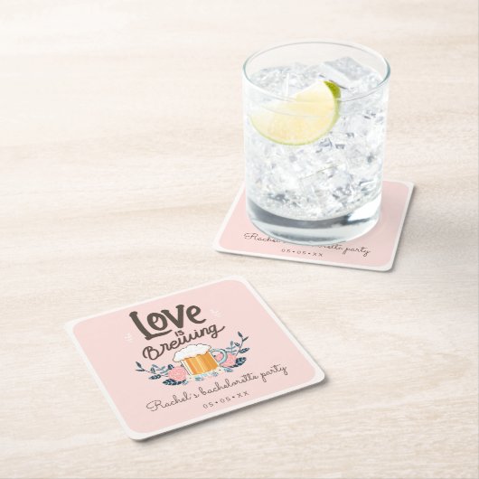 バチェロレッテの愛は醸造している スクエアペーパーコースター (インサイチュ)