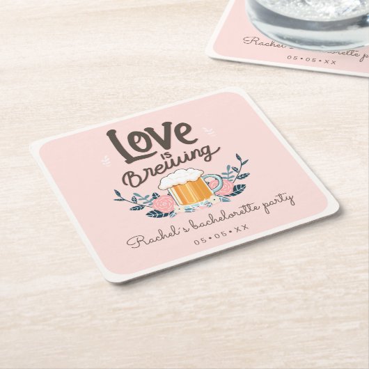 バチェロレッテの愛は醸造している スクエアペーパーコースター (アングル)