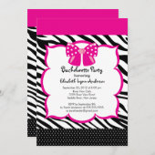 バチェロレッテの招待状のピンクの黒のシマウマ 招待状 (正面/裏面)