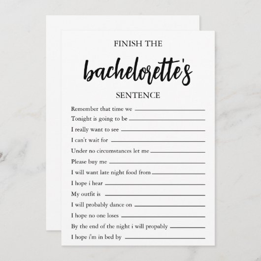 バチェロレッテの文パーティーゲームを終了 招待状 (正面/裏面)