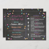 バチェロレッテの旅程の週末のブライダルシャワーのスパ プログラム (正面/裏面)