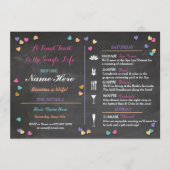 バチェロレッテの旅程の週末のブライダルシャワーのスパ プログラム (正面)