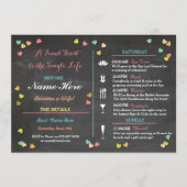 バチェロレッテの旅程の週末の雌鶏のブライダルシャワー プログラム (正面)