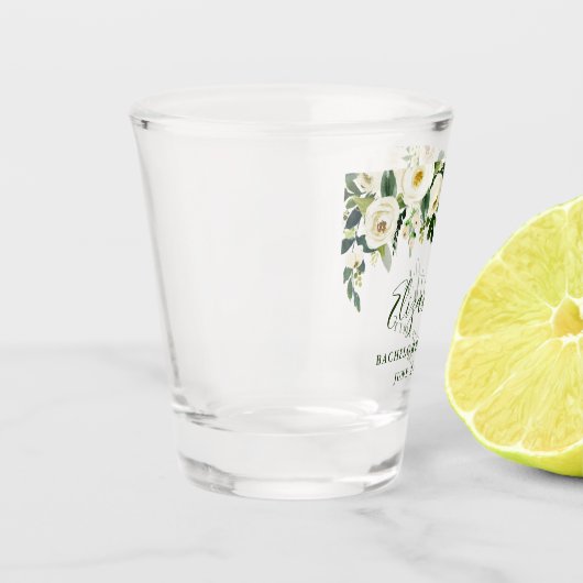 バチェロレッテの水彩画の緑の花柄 ショットグラス (左)