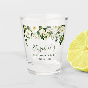 バチェロレッテの水彩画の緑の花柄 ショットグラス