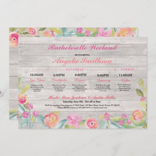 バチェロレッテの素朴なブライダルシャワーの旅程の珊瑚 プログラム (正面/裏面)