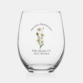 バチェロレッテの誕生月花 アプリル デイジー ステムなしワイングラス